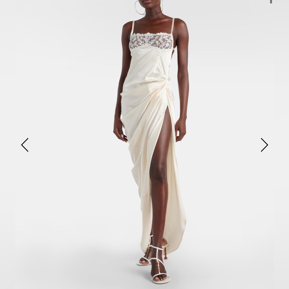 Jacquemus Cream Satin Dress